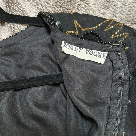 Vintage Black And Gold Sequin Beaded Mini Dress - Picture 12 of 15